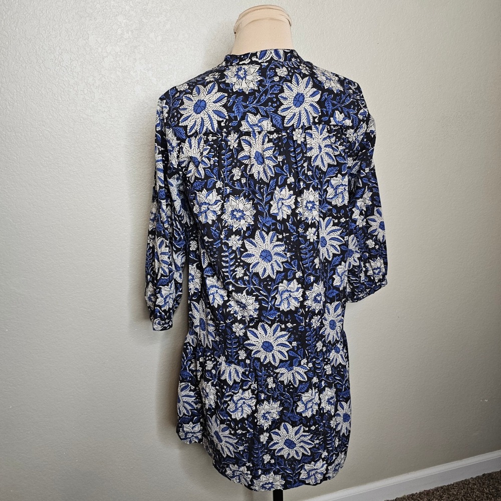 The Shirt Rochelle Behrens Floral Drop Waist Mini Dress Blue Black Womens Small - Picture 5 of 9
